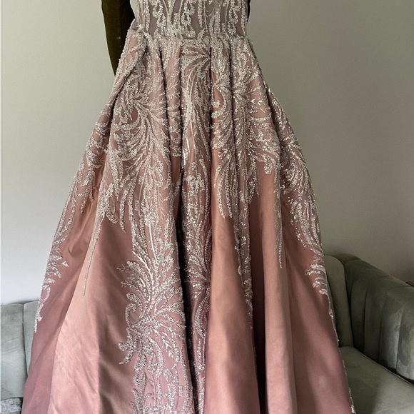 Elegant One Shoulder Pink Dress - Picture 4 of 7